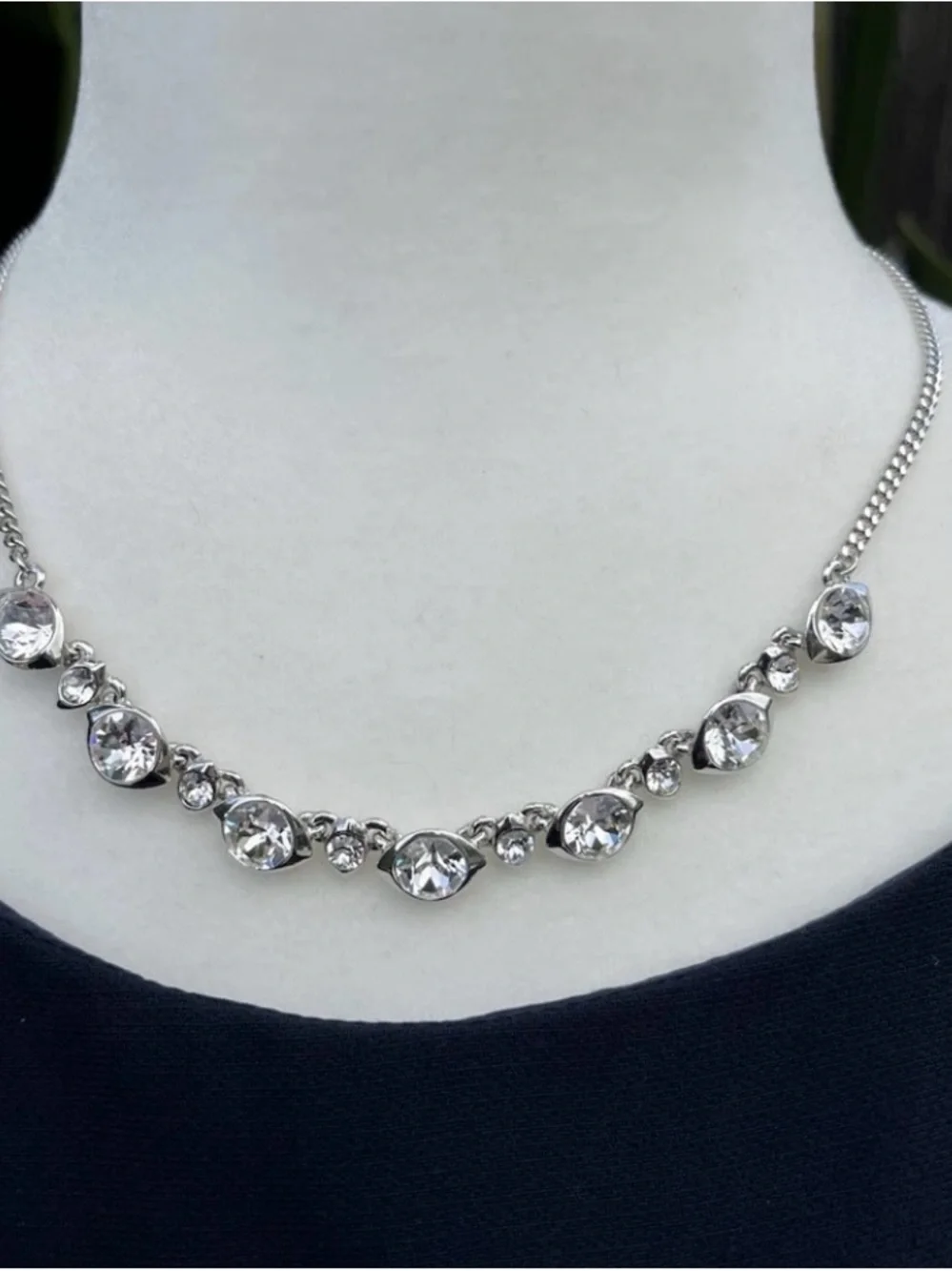 Givenchy Silver-Tone Crystal Necklace with Drop Earrings